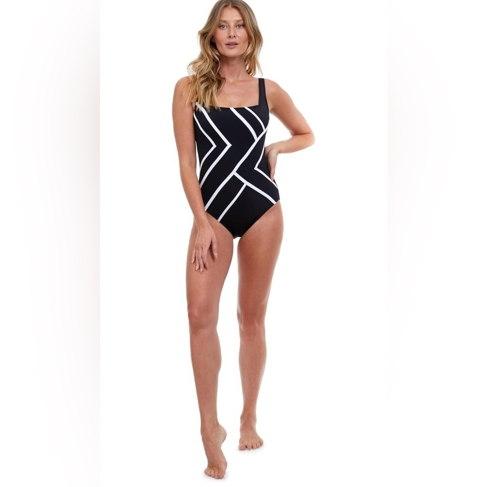 NWT Gottex Essentials Mirage Full Coverage Square Neck One Piece Swimsuit 10